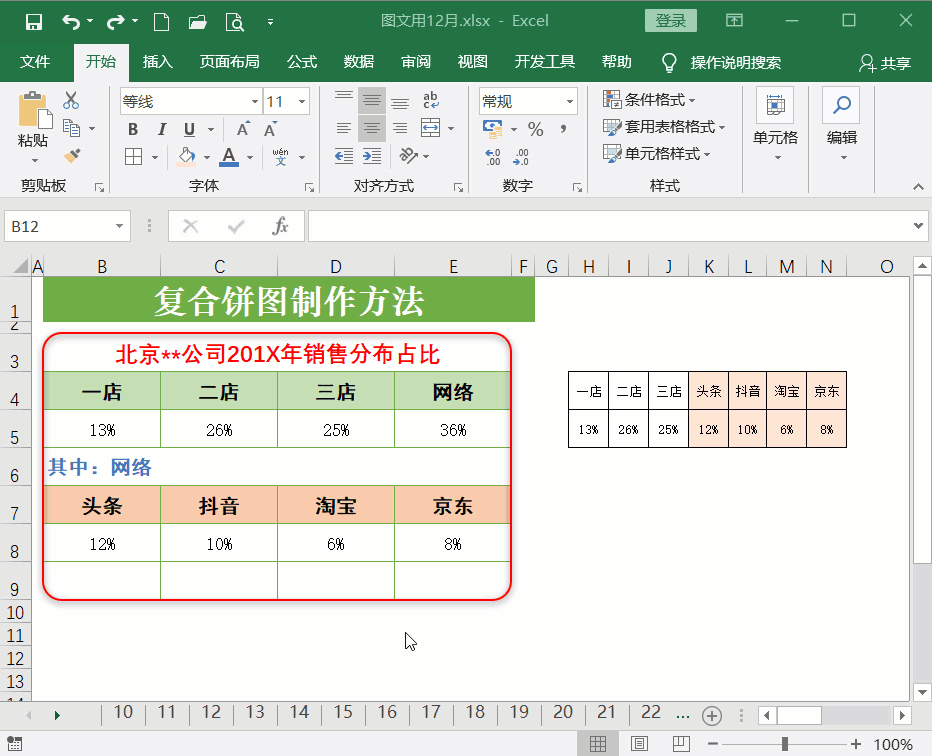復合餅圖怎么制作？手把手教你用excel制作符合餅圖